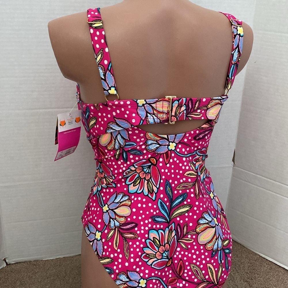 Tabitha Brown Women's Floral Print Front Cutout One Piece Swimsuit Size 14W - Picture 8 of 14